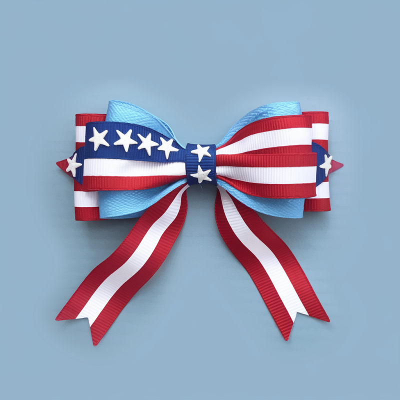 Patriotic Bow Design T-Shirt for Trendy Casual Wear
