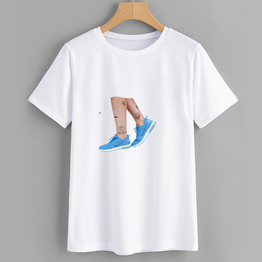 Men's Blue Sneakers and Tattoo Graphic T-Shirt