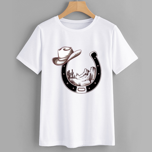 Western Cowboy Horseshoe Graphic T-Shirt