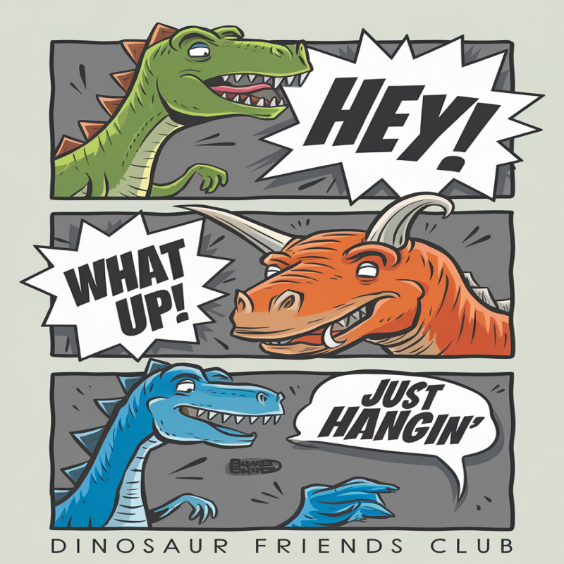 Dinosaur Graphic Tee - Hey What Up - Kids Casual T-Shirt
