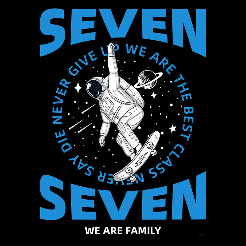 SEVEN Graphic Skateboarding Space T-Shirt