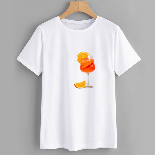 RefreshCo Orange Cocktail Graphic Cotton T-Shirt