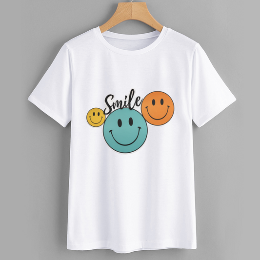 Smile Graphic Cotton T-Shirt Casual Tee
