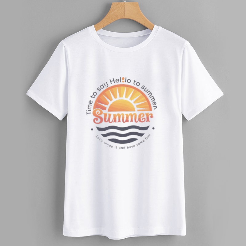 Summer Vibes Graphic T-Shirt with Sun Design