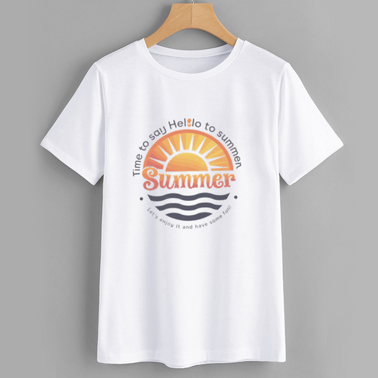 Summer Vibes Graphic T-Shirt with Sun Design