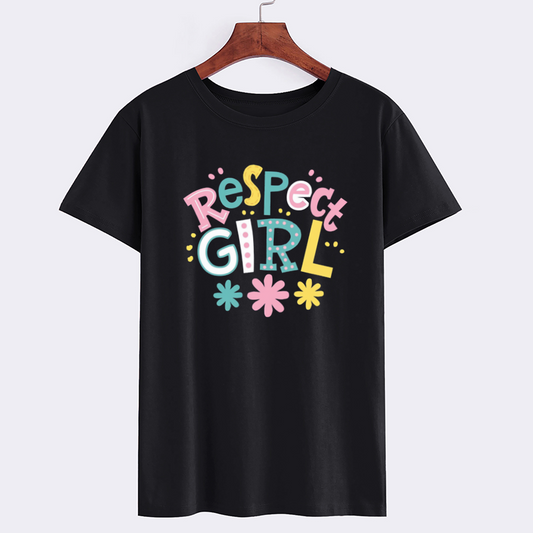 Respect Girl Graphic T-Shirt - Trendy Black Casual Tee