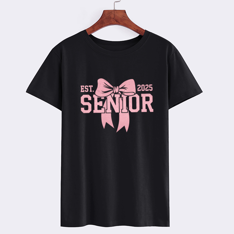 Class of 2025 Senior T-Shirt with Pink Bow Design