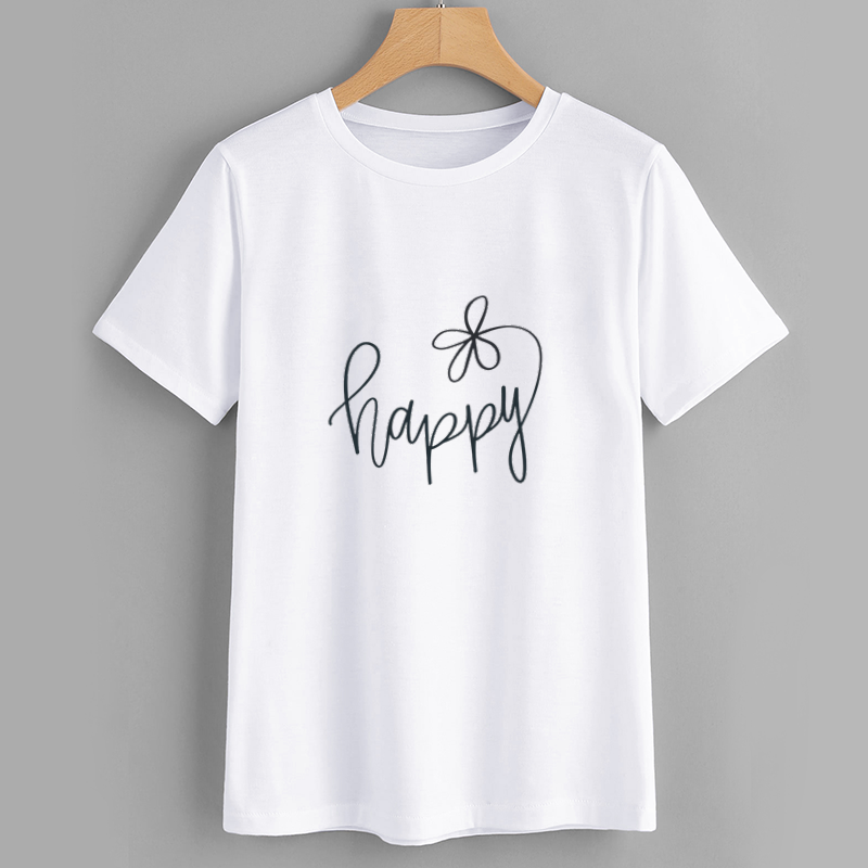 Happy Graphic White T-Shirt