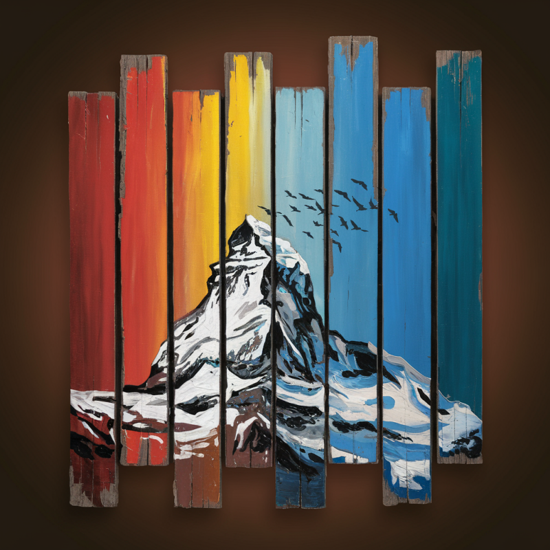 Colorful Mountain Graphic Black T-Shirt
