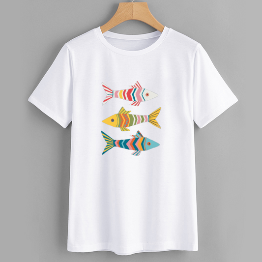 Colorful Fish Graphic T-Shirt