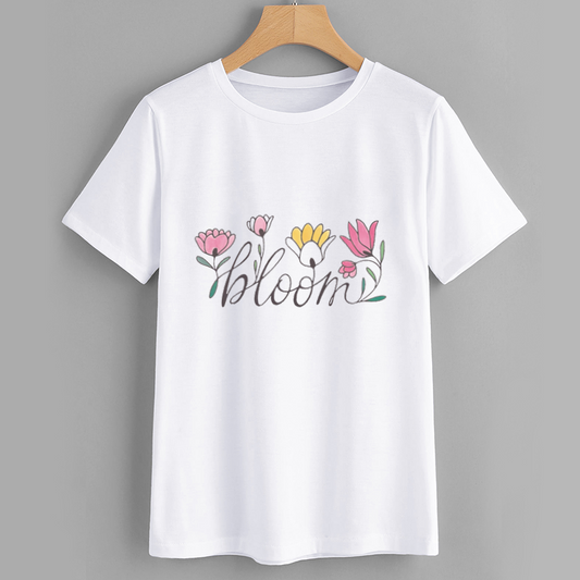 Floral Bloom Graphic White T-Shirt