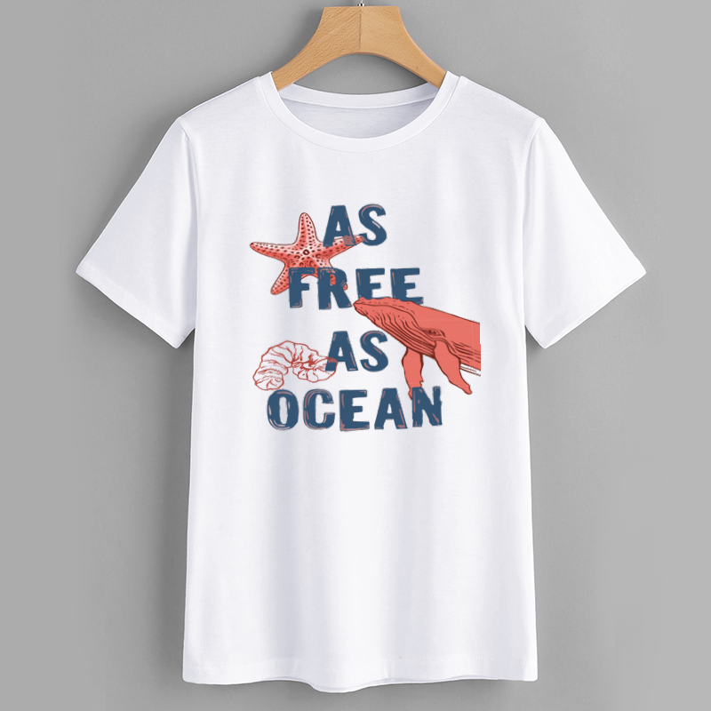 Ocean Freedom Graphic T-Shirt - Starfish & Whale Design