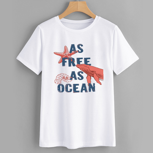 Ocean Freedom Graphic T-Shirt - Starfish & Whale Design