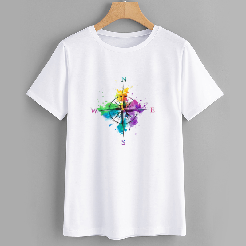 Colorful Compass Graphic T-Shirt