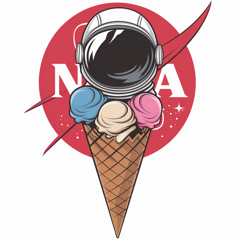 NASA Ice Cream Astronaut Graphic T-Shirt