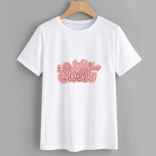 Sweet Graphic Tee - Casual White T-Shirt with Cute Design