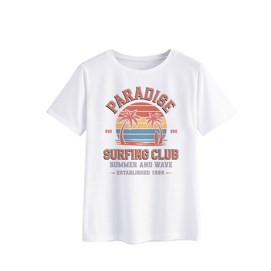 Paradise Surfing Club Graphic T-Shirt - Summer and Wave Design