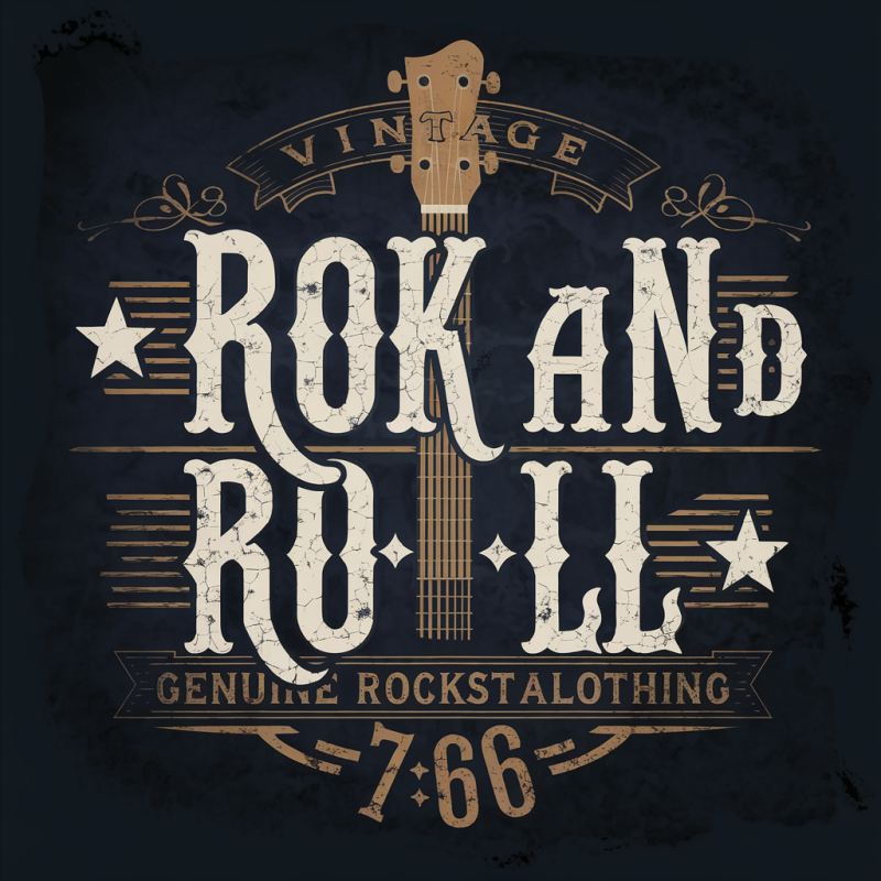 Vintage Rock and Roll Guitar Graphic T-Shirt