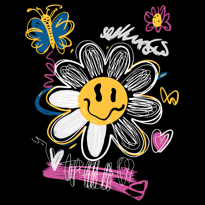 Smiley Daisy Graffiti Top