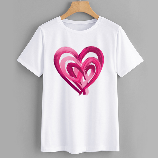 Heart Design Casual Graphic T-Shirt