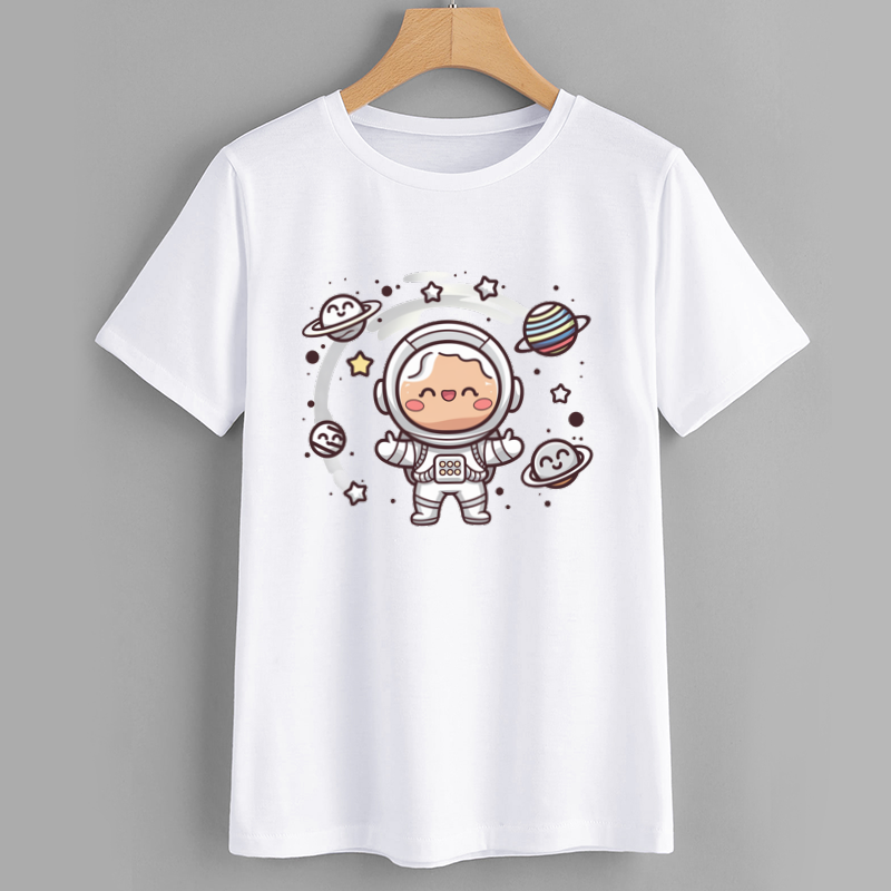 Cute Cartoon Astronaut Graphic T-Shirt for Kids