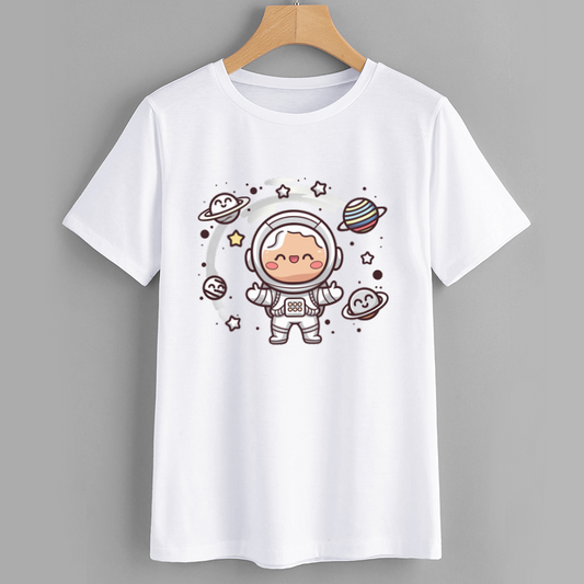 Cute Cartoon Astronaut Graphic T-Shirt for Kids