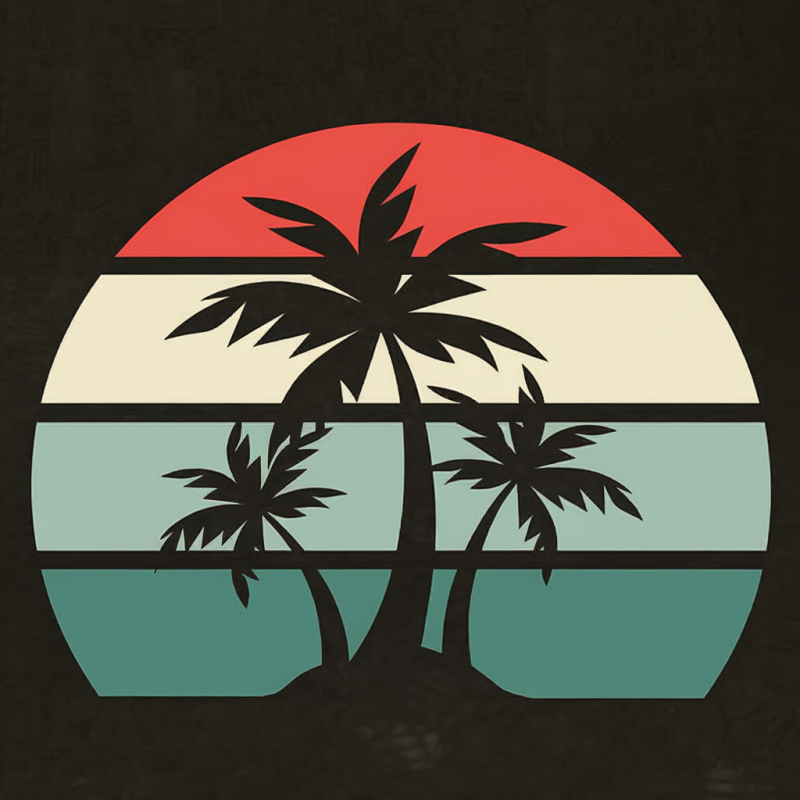 Retro Sunset Palm Tree Graphic T-Shirt
