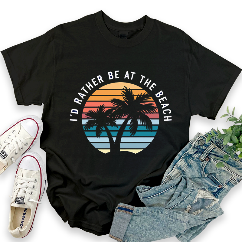Hawaiian Pattern 'I'd Rather Be At The Beach' T-Shirt