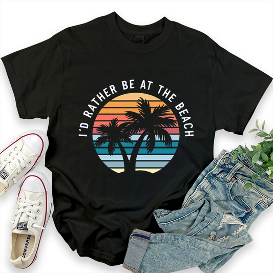 Hawaiian Pattern 'I'd Rather Be At The Beach' T-Shirt