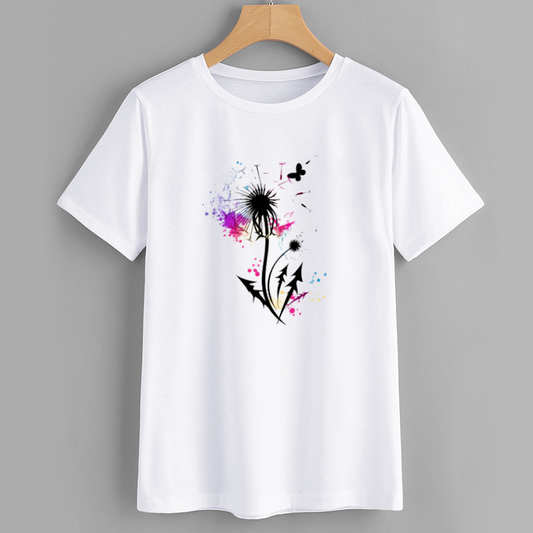 ArtSplash Dandelion Watercolor Cotton T-Shirt
