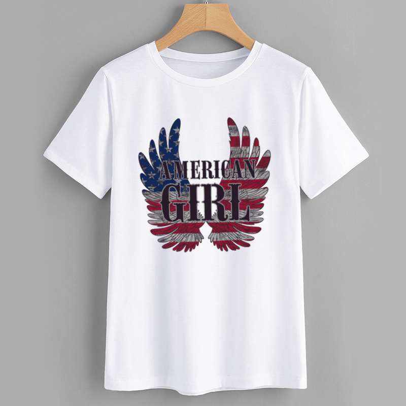 Patriotic American Girl Graphic T-Shirt