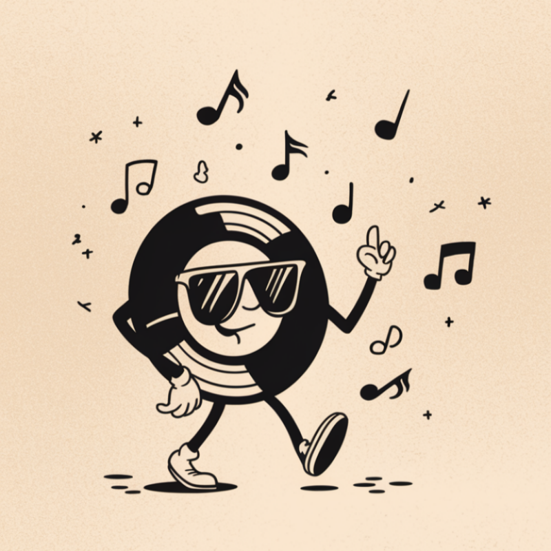 Vinyl Record Character Graphic T-Shirt