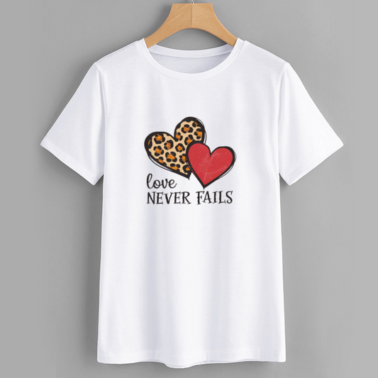 Leopard Print Love Never Fails T-Shirt