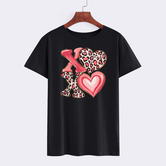 Leopard Print XOXO Heart Graphic T-Shirt