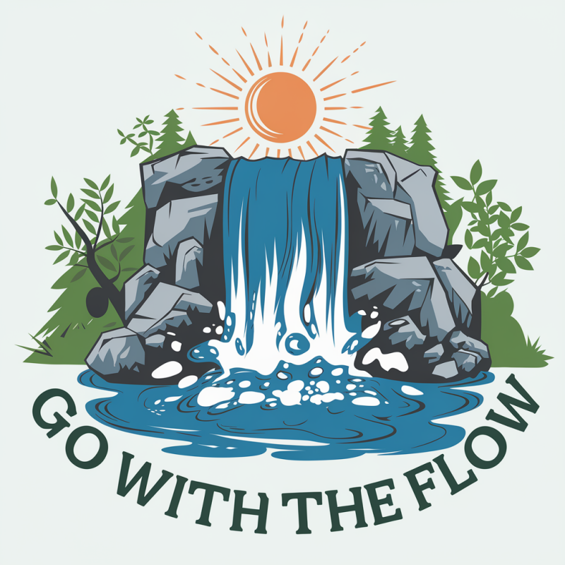 Go With The Flow Waterfall Graphic T-Shirt