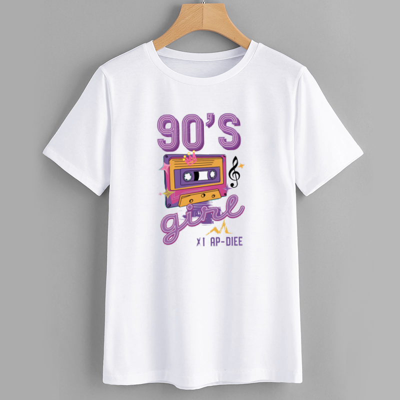 Retro 90s Cassette Tape White Cotton T-Shirt