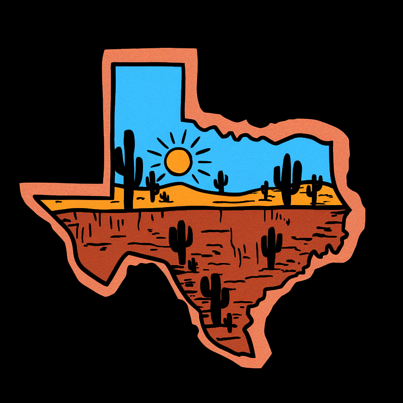 Texas Desert Scene Graphic T-Shirt