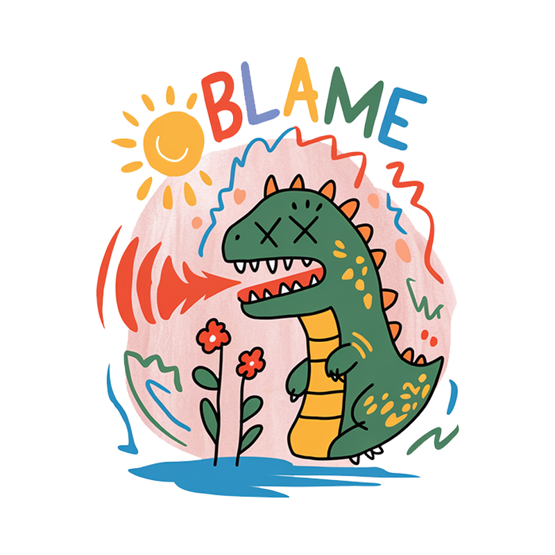 Humorous Dinosaur Pattern Top 'Blame' T-Shirt