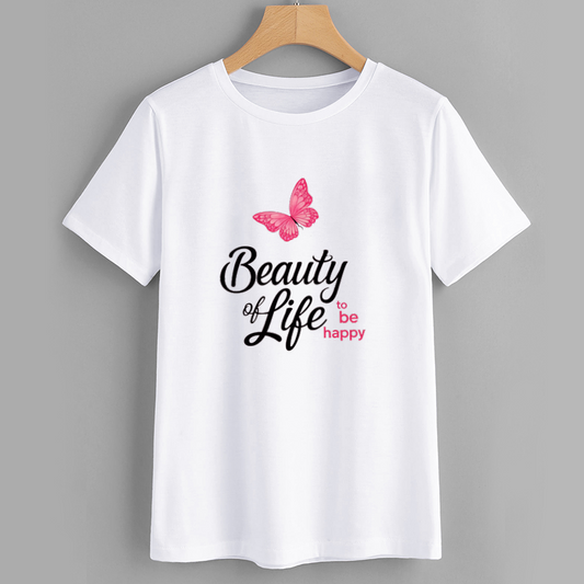 Inspirational Butterfly Print Cotton T-Shirt