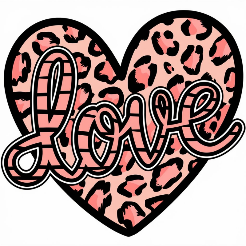 Leopard Print Love Heart Graphic T-Shirt