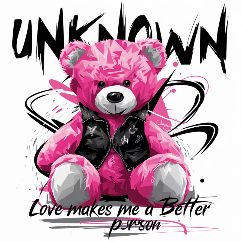 Pink Teddy Bear Graphic T-Shirt for Casual Style