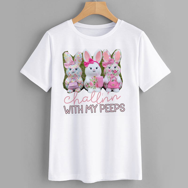 Chillin with My Peeps Bunny Graphic T-Shirt