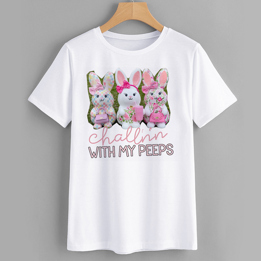 Chillin with My Peeps Bunny Graphic T-Shirt