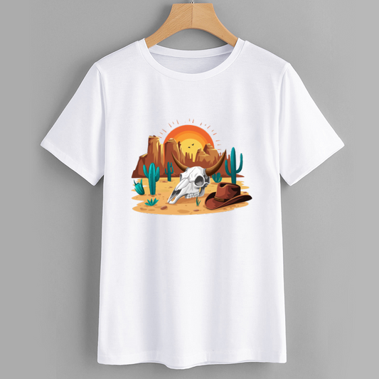 Western Cow Skull Graphic T-Shirt