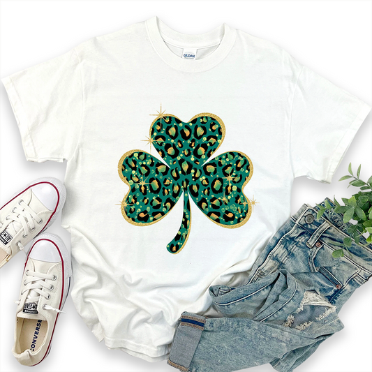 St. Patrick's Day Leopard Leaf Print T-Shirt