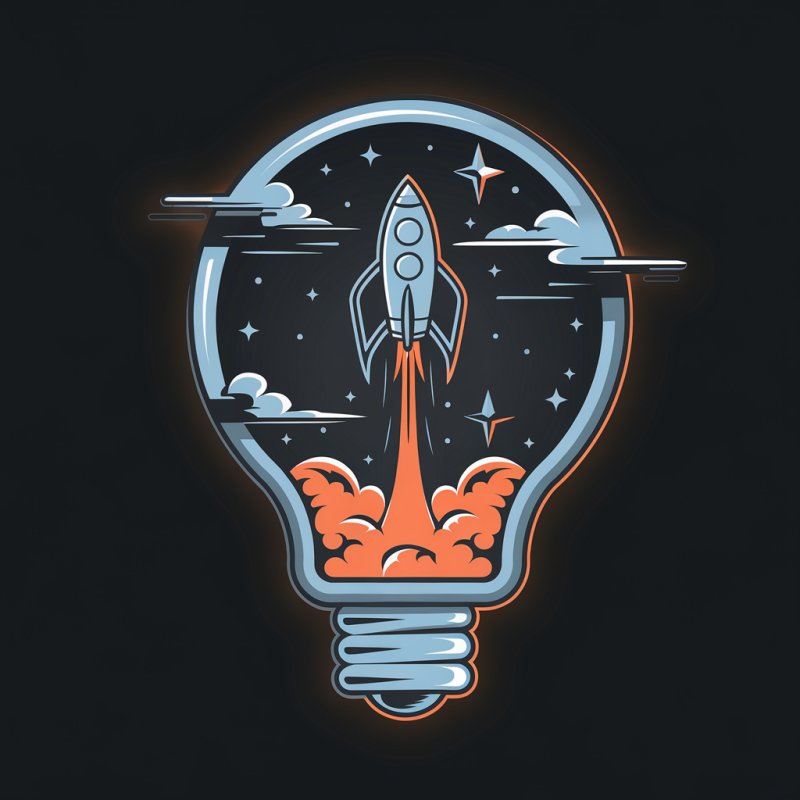 Creative Rocket Light Bulb Graphic T-Shirt