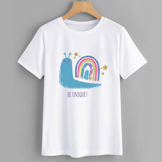Cute Snail and Rainbow Graphic T-Shirt for Kids