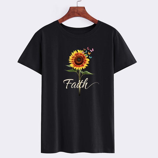 Sunflower Faith Graphic Tee - Black Casual Shirt
