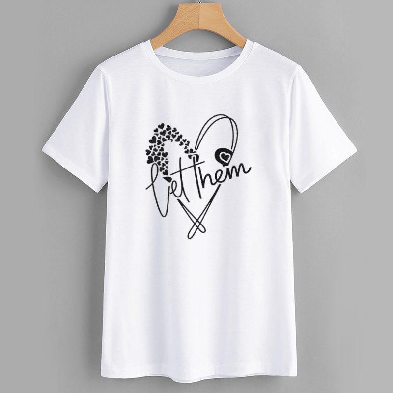 Let Them Heart Graphic Tee - Casual White T-Shirt for Everyday Wear