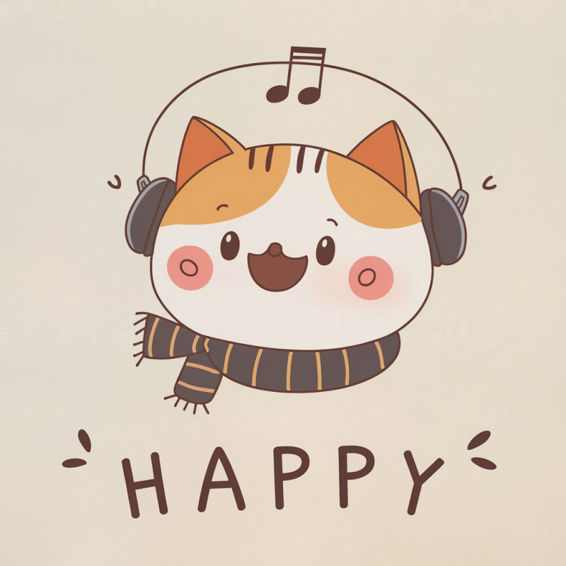 Cute Happy Cat Graphic T-Shirt